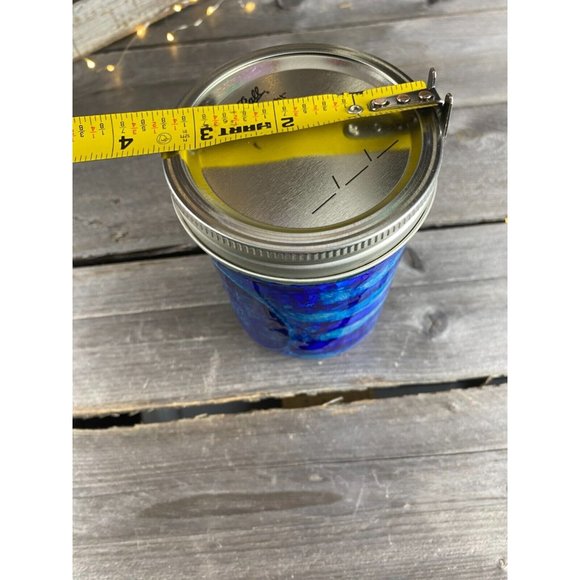 Storage Organization Trinket Quart Mason Jar Resin Blue Silver Marbled Swirl - Picture 8 of 8